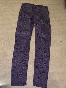 Purple Floral Print Pants