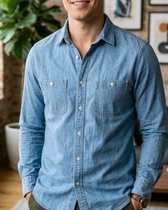 Men's Light Blue Denim Shirt (Free delivery)