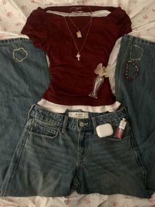 Fitted Maroon Lacey Bow Top