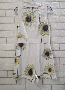 Sunflower Print Sleeveless Utility Romper