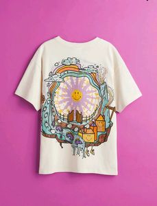 H&amp;M 2022 Collection Oversized Cream Graphic Tshirt