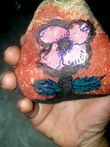 Hand-Painted Floral Art Stone
