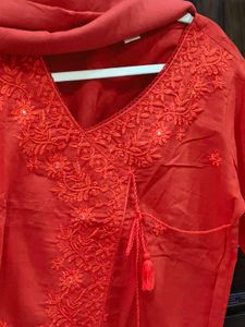 Elegant Red Embroidered Kurta Set