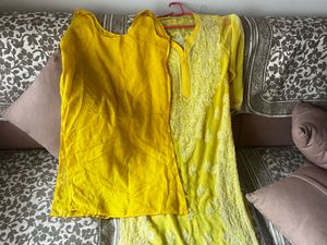 Vibrant Yellow Embroidered Kurta with Dupatta