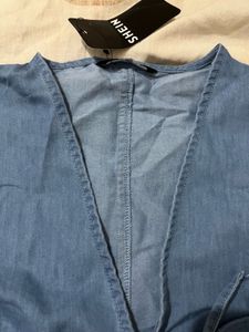 Blue Denim Tie-Front Vest Top