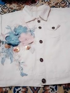White Embroidered jacket for Women