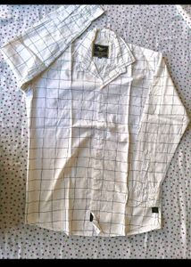 Men's White &amp; Black Checkered Shirt L size