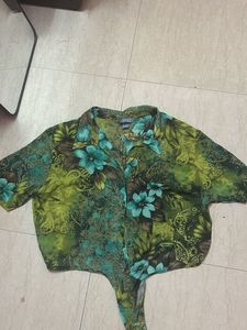 Green Floral Print Blouse