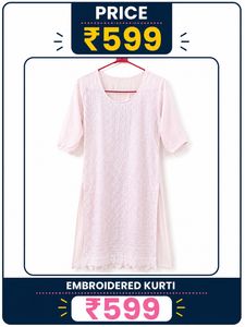 Embroidered Pink Kurta