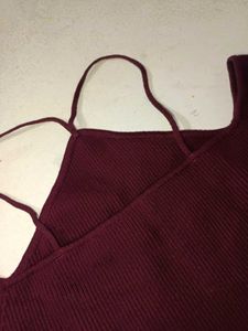 Burgundy Cold Shoulder Top
