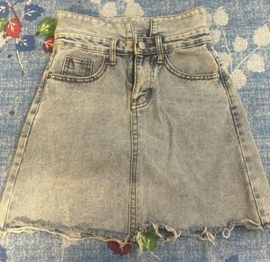 Light Wash Denim Mini Skirt