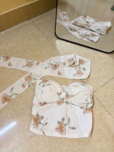 Floral Sweetheart Tube Top with Scarf
