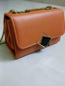 Brown Geometric Chain Bag