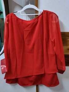 Red Kurta with Sequin Embellishment