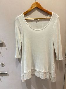 White Lace Trimmed  Top
