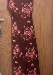 floral printed chocolate classy maxi dress