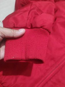 Red Faux Fur Trim Jacket JLO By Jennifer Lopez....