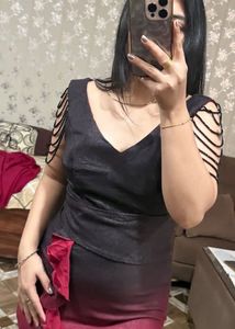 Elegant Black &amp; Red Ombre Party Dress re ❤️🎀