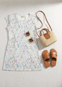Floral Print White Kurta