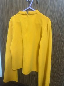 Yellow Split Sleeve Studded Top