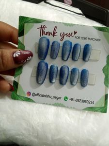 Blue Glitter Press-On Nails