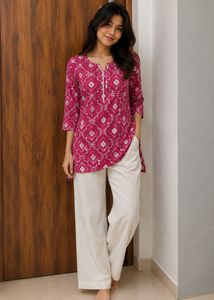 Vibrant Pink Printed Kurta ❗️❗️