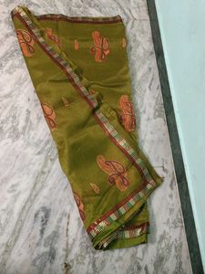 Olive Green Saree with Paisley Motif