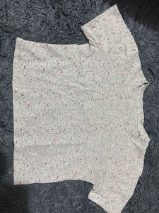 Floral Print Gray T-shirt