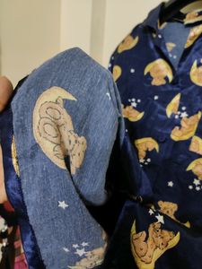Satin Night Suit In Blue Color