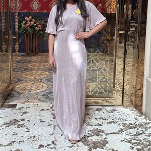 Elegant Metallic Pleated Maxi Dress
