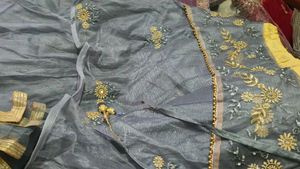 Beautiful Yellow &amp; Grey Lehenga Set