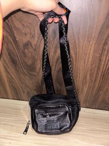 Steve Madden Black Embossed Fanny Pack