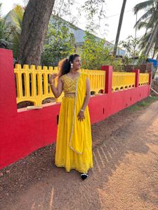 Stunning Yellow Embroidered Lehenga Set