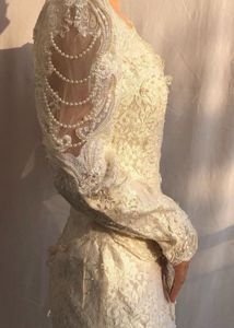 vintage pearl &amp; lace Embellished Gown dress