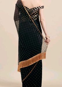 Black Saree with Gold Sequins