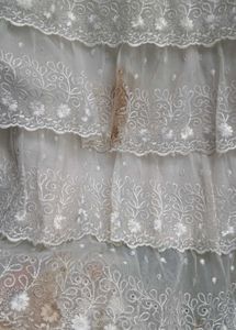 White Tiered Lace Embroidered Skirt