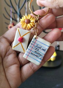 Handmade Letter & Sunflower Keychain