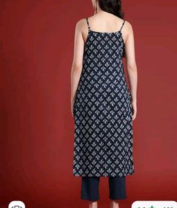 Stylish Navy Blue Printed Kurta n bottom