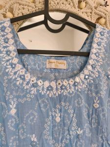 Blue Printed Sharara Set
