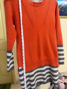 Orange Knit Sweater Dress