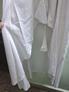 Uneven Front Collar White A Line Kurta