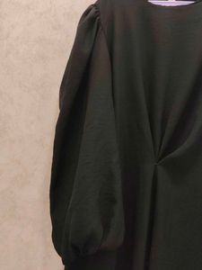 Black Midi Dress with Puffed Sleeves