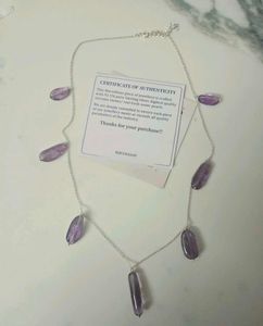 Pure Amethyst silver Drop Necklace
