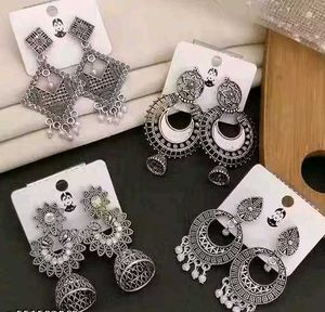 Silver Jhumka Earrings Set