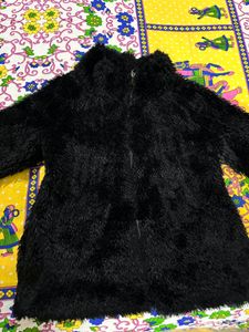 Fuzzy Black Zip-Up Jacket
