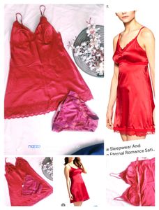 Red Satin Nighty Set