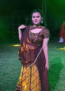Yellow Lehenga Choli with Mirror Work and dupatta