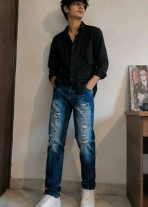 Stylish Ripped Blue Jeans for Men