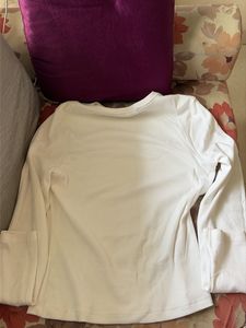 Classic White Ribbed Long Sleeve Top