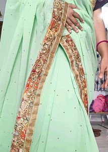 Pista Green saree